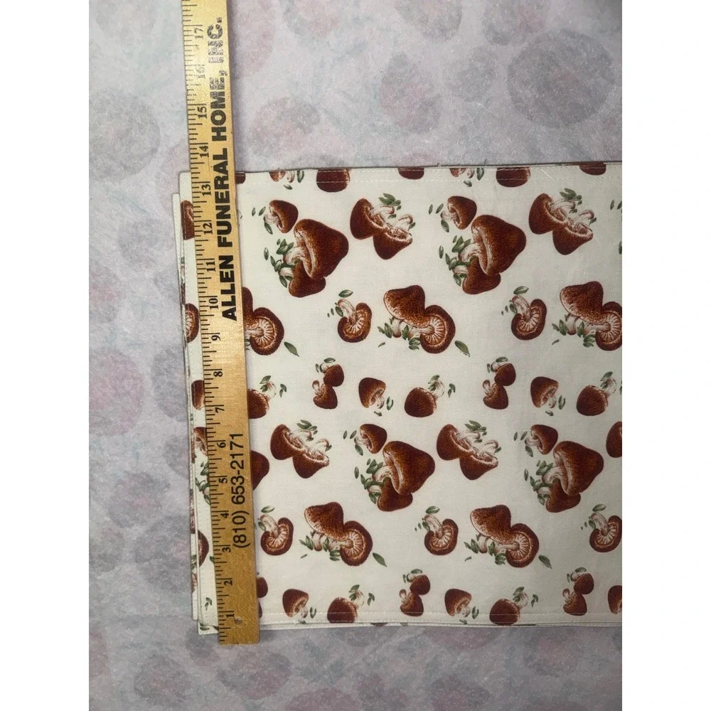 8 Mushroom Print Rectangular Fabric Placemat Kitchen Dining Table Decor